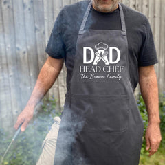 Personalised BBQ Apron for Dad, Custom Grill Apron, Head Chef Father's Day Gift