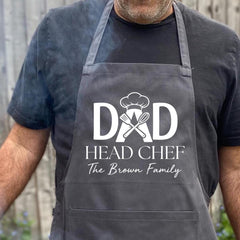 Personalised BBQ Apron for Dad, Custom Grill Apron, Head Chef Father's Day Gift