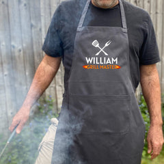 Personalised BBQ Apron For Men / Grill Master / Kitchen Barbecue Cooking Gift For Him Dad / Chef Husband Christmas Birthday Father's Day