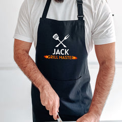 Personalised BBQ Apron For Men / Grill Master / Kitchen Barbecue Cooking Gift For Him Dad / Chef Husband Christmas Birthday Father's Day