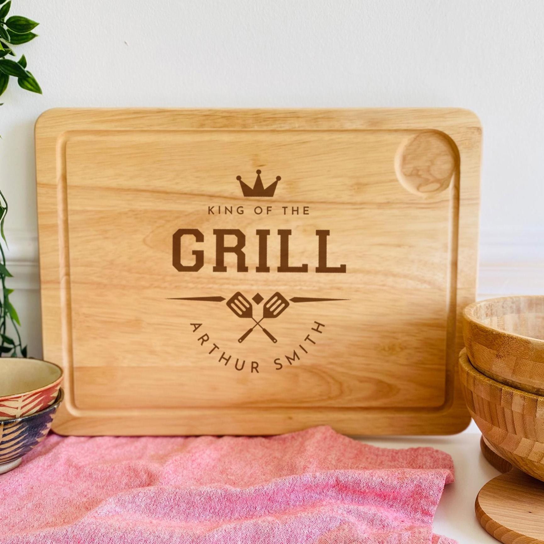 Personalised BBQ Cutting Board, King of the Grill Gift Father's Day for Dad