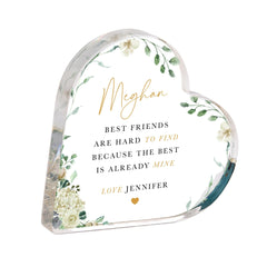 Personalised Best Friend Gift – Acrylic Heart Plaque - Custom Keepsake with Name – Birthday, Christmas or Thank You Gifts Friendship