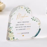 Personalised Best Friend Gift – Acrylic Heart Plaque - Custom Keepsake with Name – Birthday, Christmas or Thank You Gifts Friendship