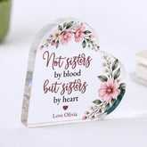 Personalised Best Friend Heart Plaque, Sisters By Heart Acrylic Plaque Keepsake