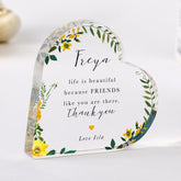 Personalised Best Friend Thank You Gift – Custom Name Acrylic Heart Plaque Keepsake Birthday, Friendship or Appreciation Present