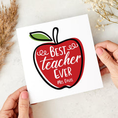Personalised Best Teacher Ever Card for End of Term or Christmas Gift Thank You Card for Teaching Assistant Nursery Teacher Appreciation