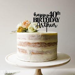 Personalised Birthday Cake Topper, Name & Age, Wooden Gold Silver Rose Gold Black, 30th - 90th Birthday, Adult Kids Party Decor