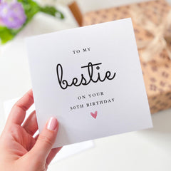 Personalised Birthday Card for Bestie with Age Milestone Design for Best Friend Her or Him Elegant Minimal Greeting Card