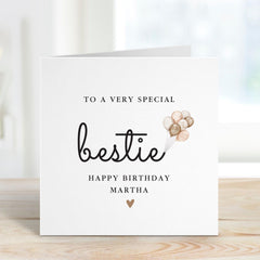 Personalised Birthday Card for Bestie with Name Best Friend Gift Card with Balloons for Friend Sibling Her Sister Daughter Niece