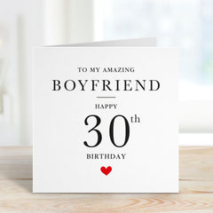Personalised Birthday Card for Boyfriend Custom Age Milestone Card for Him Romantic Minimal Design for 30th 40th 50th or Any Age Celebration