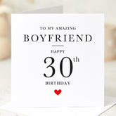 Personalised Birthday Card for Boyfriend Custom Age Milestone Card for Him Romantic Minimal Design for 30th 40th 50th or Any Age Celebration
