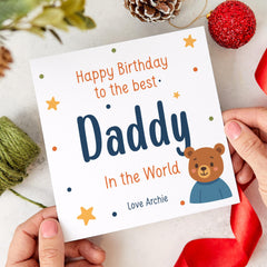 Personalised Birthday Card for Dad Cute Mama Bear Design From Child with Love Name Option Best Daddy in the World Keepsake Dad's Birthday