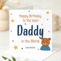 Personalised Birthday Card for Dad Cute Mama Bear Design From Child with Love Name Option Best Daddy in the World Keepsake Dad's Birthday