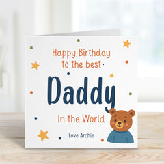 Personalised Birthday Card for Dad Cute Mama Bear Design From Child with Love Name Option Best Daddy in the World Keepsake Dad's Birthday