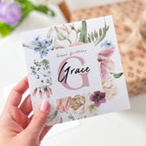Personalised Birthday Card for Her Custom Name with Floral Initial and Elegant Botanical Design Thoughtful Gift for Mum Daughter Friend