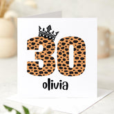Personalised Birthday Card for Her Leopard Print Crown Design Card for Daughter Sister Friend Queen 20 30 40 50 60 70 birthday gift card