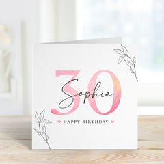 Personalised birthday card Name age friend girlfriend neighbour mum daughter sister fiancé Happy 20 30 40 50 60 70 happy birthday gift card