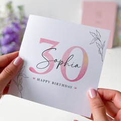 Personalised birthday card Name age friend girlfriend neighbour mum daughter sister fiancé Happy 20 30 40 50 60 70 happy birthday gift card