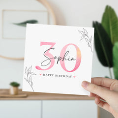 Personalised birthday card Name age friend girlfriend neighbour mum daughter sister fiancé Happy 20 30 40 50 60 70 happy birthday gift card