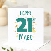 Personalised birthday card with age and name to a friend son dad daughter brother fiancé husband nephew Happy 18 21 30 40 50 60 70 birthday