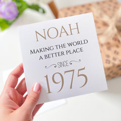 Personalised Birthday Card with Name and Year Thoughtful Gift for Him Dad Grandad Husband Brother Grandpa Uncle Friend Unique Keepsake