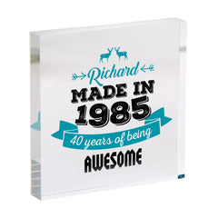 Personalised Birthday Gift Acrylic Plaque Made In Year Design Keepsake for Her Sister Mum Grandma 21st 30th 40th 50th