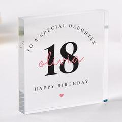 Personalised Birthday Gift for Daughter Sister or Friend Elegant Acrylic Keepsake with Name & Age Custom Milestone Display Plaque 18th 21st