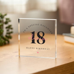 Personalised Birthday Gift for Daughter Sister or Friend Elegant Acrylic Keepsake with Name & Age Custom Milestone Display Plaque 18th 21st