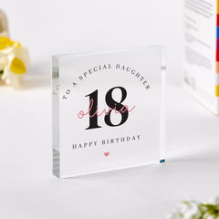 Personalised Birthday Gift for Daughter Sister or Friend Elegant Acrylic Keepsake with Name & Age Custom Milestone Display Plaque 18th 21st