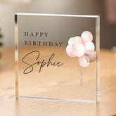 Personalised Birthday Gift for Her Acrylic Plaque Gift with Name Elegant Balloon Design Keepsake Custom Birthday Display for Her or Friend