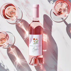 Personalised Birthday Wine Label Beautiful Floral Design for Her Unique Gift Idea for 30th 40th 50th Friend Sister Teacher Neighbour Nanny