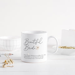 Personalised Bride Mug with Name Beautiful Bride Gift for Bride to Be Wedding Morning Keepsake Coffee Cup Hen Party Bridal Shower Gift
