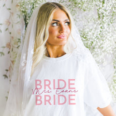 Personalised Bride T-shirt, Mrs last name, Honeymoon Top, Bachelorette Party, Engagement, Wedding Tee