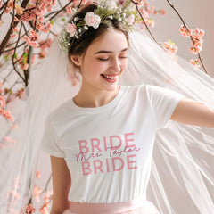 Personalised Bride T-shirt, Mrs last name, Honeymoon Top, Bachelorette Party, Engagement, Wedding Tee