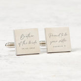 Personalised Brother of the Bride Cufflinks Gift Custom Engraved Wedding Day Present from Sister Keepsake for Brother