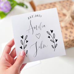 Personalised card for a couple with date and names Romantic Gift for Anniversary Wedding Engagement Valentine's Day for Friends Keepsake