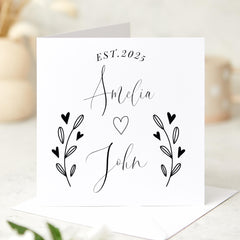 Personalised card for a couple with date and names Romantic Gift for Anniversary Wedding Engagement Valentine's Day for Friends Keepsake