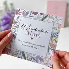 Personalised Card For Mum Happy Mother's Day Mum's Birthday Flower Gift Card For Mum Mummy Baby Shower Gift Card New Baby Wonderful Mum