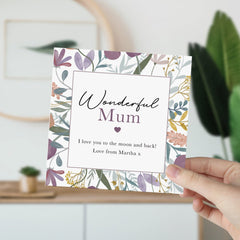 Personalised Card For Mum Happy Mother's Day Mum's Birthday Flower Gift Card For Mum Mummy Baby Shower Gift Card New Baby Wonderful Mum