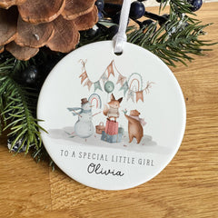 Personalised Ceramic Christmas Ornament for Daughter, Granddaughter or Niece – Custom Name Special Little Girl Gift Xmas gift ornament