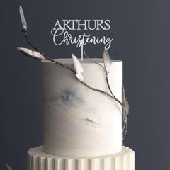 Personalised Christening Cake Topper, Baptism Communion Decor, Wooden Modern, Gold Silver Rose Gold Black Custom Name