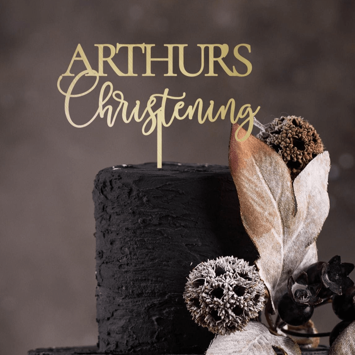 Personalised Christening Cake Topper, Baptism Communion Decor, Wooden Modern, Gold Silver Rose Gold Black Custom Name