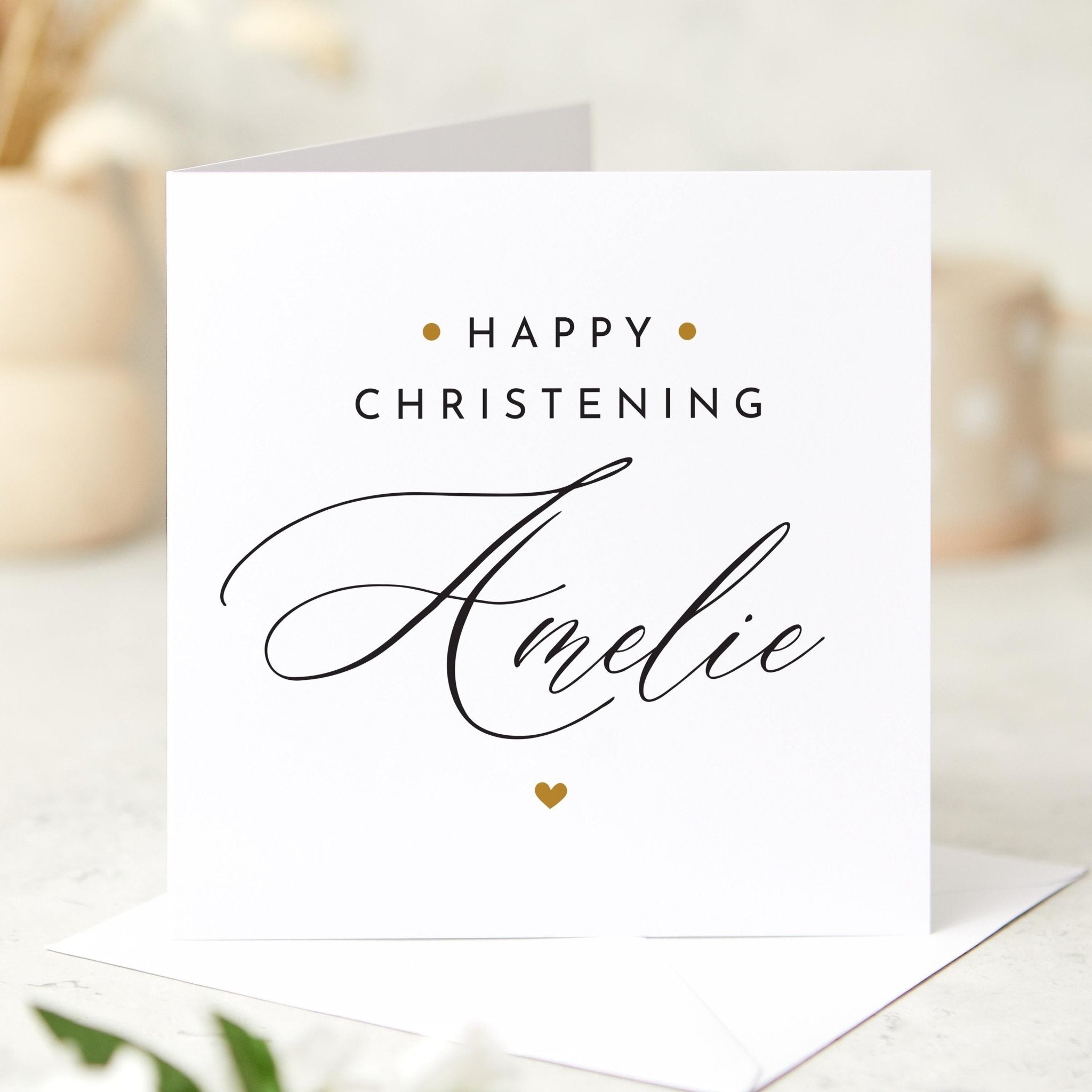 Personalised Christening Card for Baby Girl or Boy Name Baptism Card Elegant Christening Keepsake for Nephew Niece Grandson Granddaughter