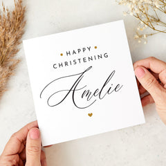 Personalised Christening Card for Baby Girl or Boy Name Baptism Card Elegant Christening Keepsake for Nephew Niece Grandson Granddaughter