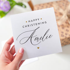 Personalised Christening Card for Baby Girl or Boy Name Baptism Card Elegant Christening Keepsake for Nephew Niece Grandson Granddaughter