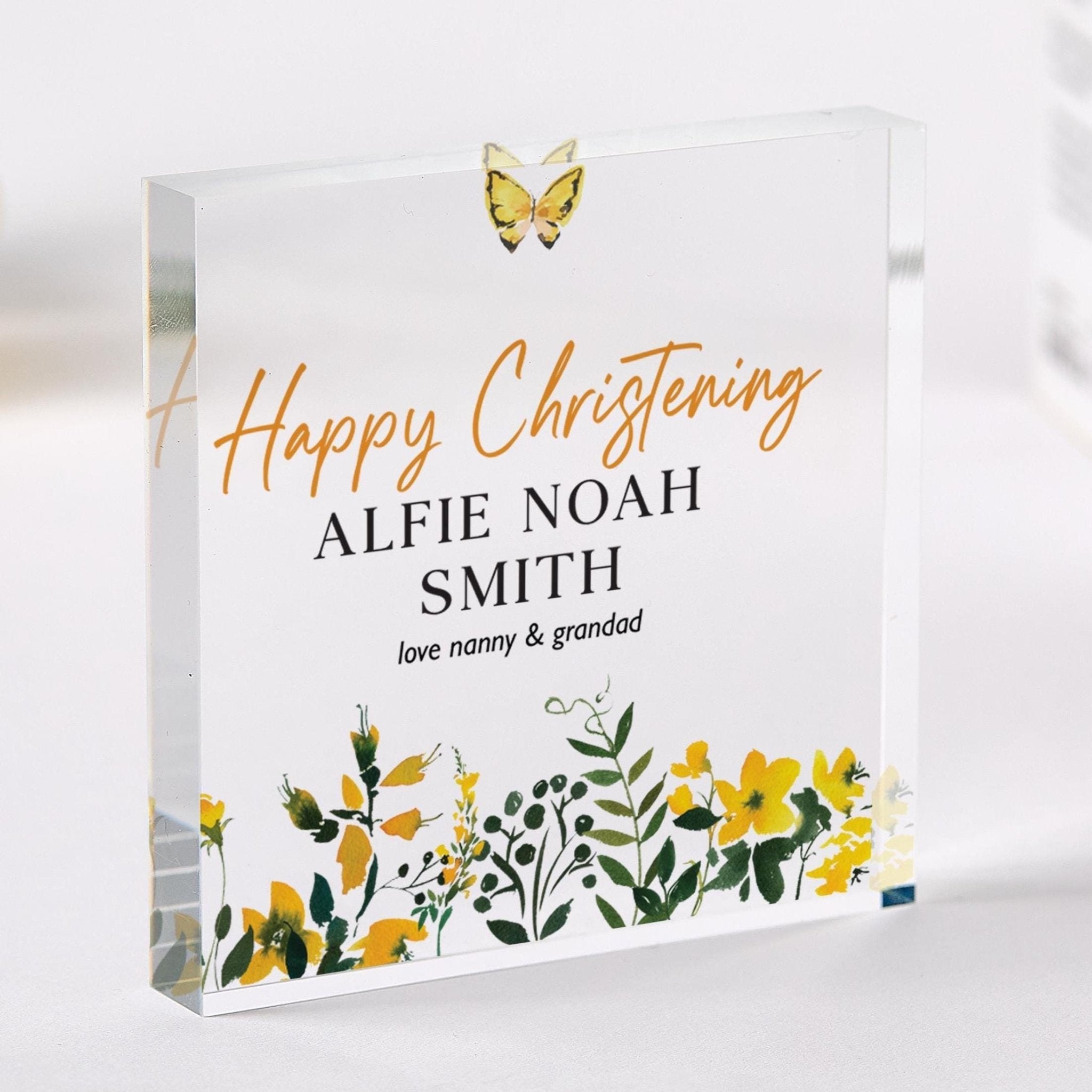 Personalised Christening Gift Acrylic Plaque Keepsake for Baby Boy Girl Baptism Gift Nephew Niece Grandson Granddaughter Godson Goddaughter