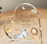 Personalised Christening Gift for Nephew Niece Son Daughter Grandson Granddaughter Acrylic Plaque with Safari Animals Name Date Included