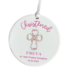 Personalised Christening Ornament for Girl Name Date & Church Name Granddaughter Daughter Niece Goddaughter Gift Christening Keepsake