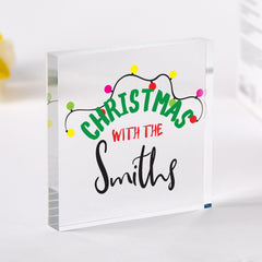 Personalised Christmas Acrylic Plaque Custom Family Name Decoration Gift for Friends or Family