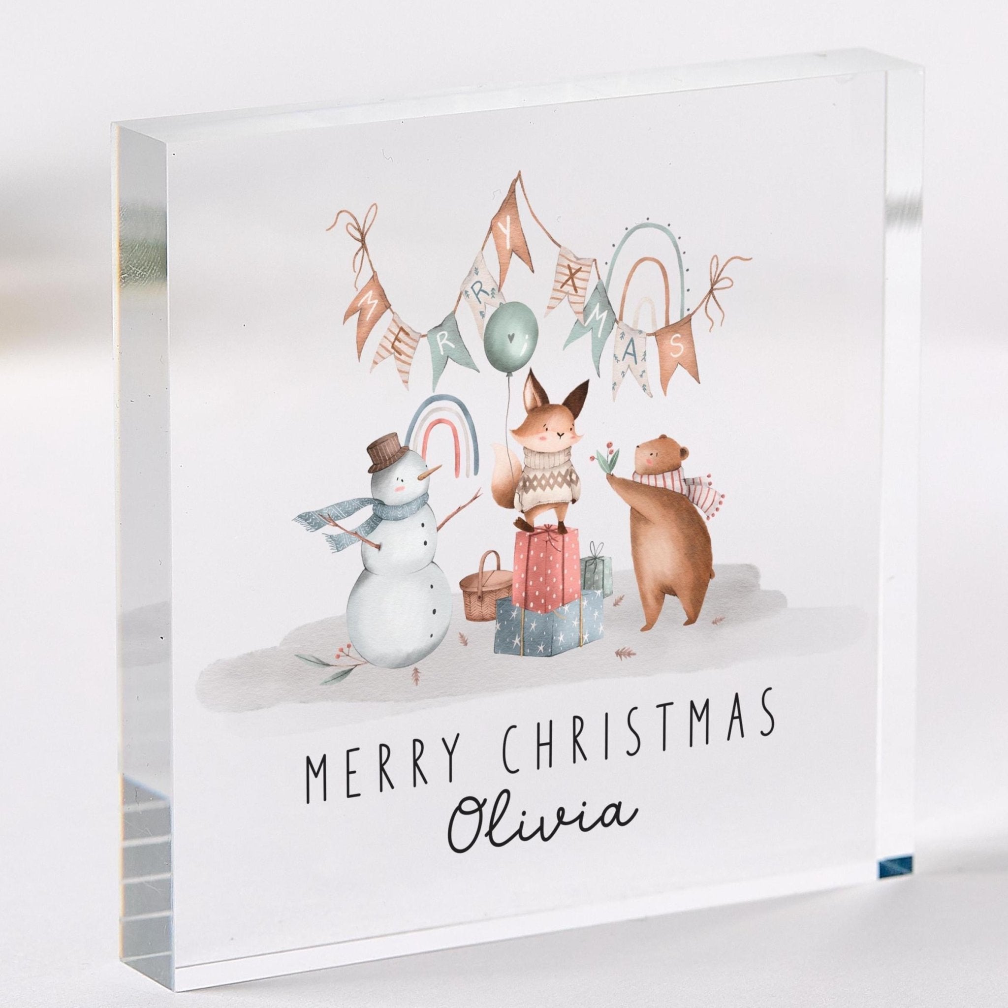Personalised Christmas Acrylic Plaque Gift Cute Festive Keepsake for Son, Daughter, Niece or Nephew